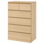 MALM Cassettiera con 6 cassetti - impiallacciato rovere mord bianco 80x123 cm