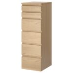 MALM Cassettiera con 6 cassetti - impiallacciato rovere mord bianco/vetro a specchio 40x123 cm
