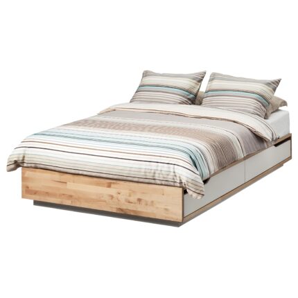 MANDAL Struttura letto con cassetti - betulla/bianco 120x200 cm