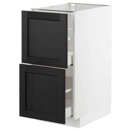 METOD / MAXIMERA Mobile 2 frontali/2 cassetti alti - bianco/Lerhyttan mordente nero 40x60 cm