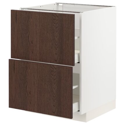 METOD / MAXIMERA Mobile 2 frontali/2 cassetti alti - bianco/Sinarp marrone 60x60 cm