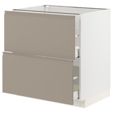 METOD / MAXIMERA Mobile 2 frontali/2 cassetti alti - bianco/Upplöv beige scuro opaco 80x60 cm