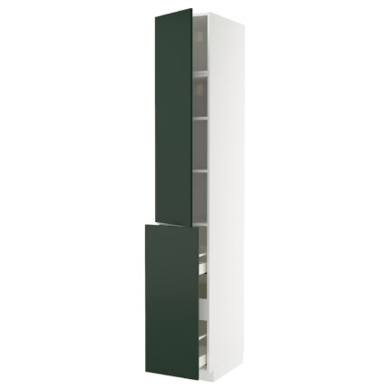 METOD / MAXIMERA Mobile al/elem estr/3cass/1ant/2rip - bianco/Havstorp verde intenso 40x60x240 cm