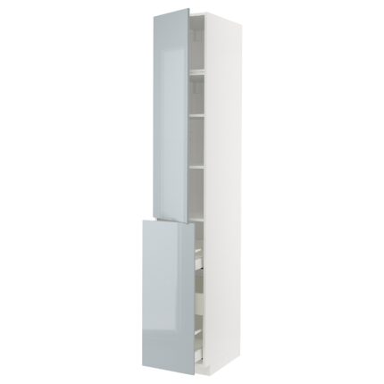 METOD / MAXIMERA Mobile al/elem estr/3cass/1ant/2rip - bianco/Kallarp grigio-azzurro 40x60x240 cm