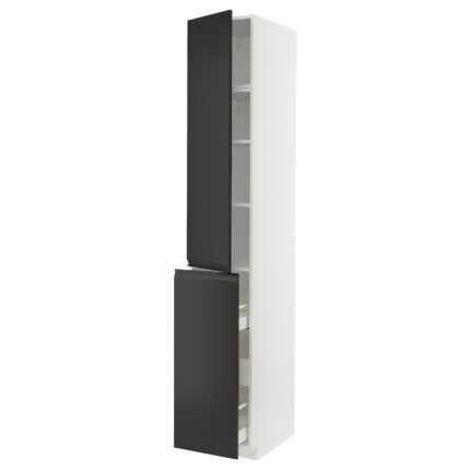 METOD / MAXIMERA Mobile al/elem estr/3cass/1ant/2rip - bianco/Upplöv antracite opaco 40x60x240 cm
