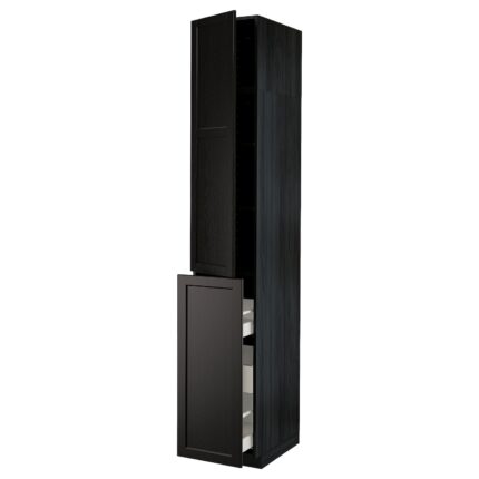 METOD / MAXIMERA Mobile al/elem estr/3cass/1ant/2rip - nero/Lerhyttan mordente nero 40x60x240 cm