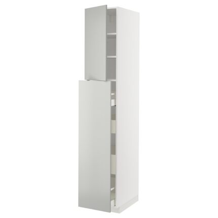 METOD / MAXIMERA Mobile al/elem estr/4cass/1ant/2rip - bianco/Havstorp grigio chiaro 40x60x220 cm