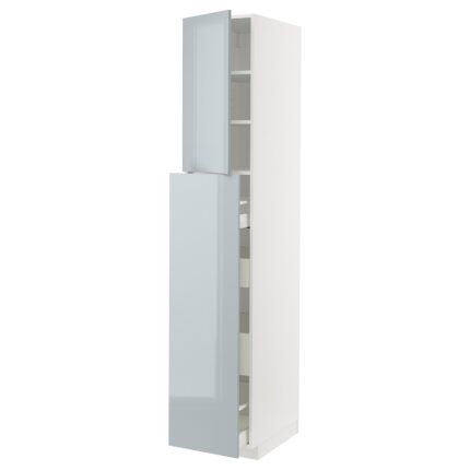 METOD / MAXIMERA Mobile al/elem estr/4cass/1ant/2rip - bianco/Kallarp grigio-azzurro 40x60x220 cm