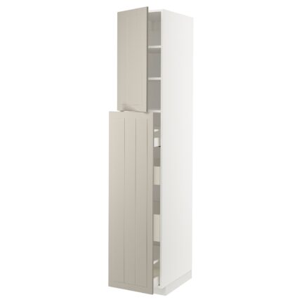 METOD / MAXIMERA Mobile al/elem estr/4cass/1ant/2rip - bianco/Stensund beige 40x60x220 cm