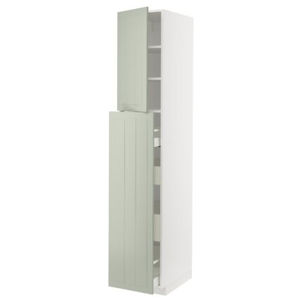 METOD / MAXIMERA Mobile al/elem estr/4cass/1ant/2rip - bianco/Stensund verde chiaro 40x60x220 cm