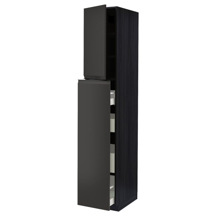 METOD / MAXIMERA Mobile al/elem estr/4cass/1ant/2rip - nero/Upplöv antracite opaco 40x60x220 cm