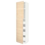 METOD / MAXIMERA Mobile alto con 2 ante/4 cassetti - bianco/Askersund effetto frassino chiaro 60x60x240 cm