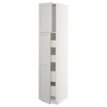 METOD / MAXIMERA Mobile alto con 2 ante/4 cassetti - bianco/Lerhyttan grigio chiaro 40x60x200 cm