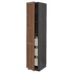 METOD / MAXIMERA Mobile alto con cassetti - nero Enköping/marrone effetto noce 40x60x200 cm