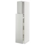 METOD / MAXIMERA Mobile alto/elem estr/1anta/4casset - bianco/Havstorp grigio chiaro 40x60x200 cm