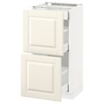 METOD / MAXIMERA Mobile base/2frontali/3cassetti - bianco/Bodbyn bianco sporco 40x37 cm