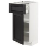 METOD / MAXIMERA Mobile base con cassetto/anta - bianco/Lerhyttan mordente nero 40x37 cm