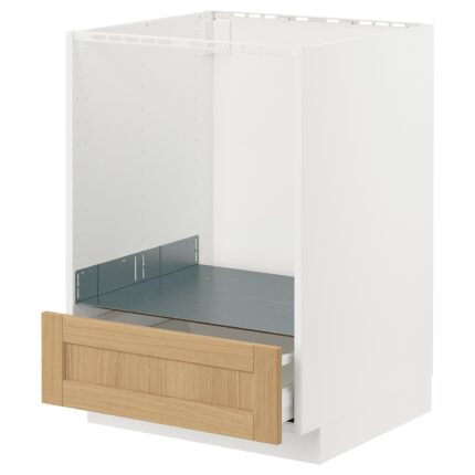 METOD / MAXIMERA Mobile base per forno con cassetto - bianco/Forsbacka rovere 60x60 cm