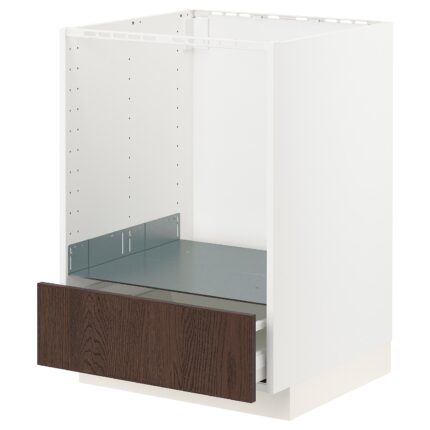 METOD / MAXIMERA Mobile base per forno con cassetto - bianco/Sinarp marrone 60x60 cm