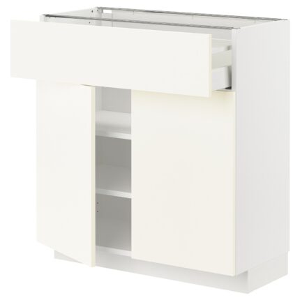 METOD / MAXIMERA Mobile con cassetto/2 ante - bianco/Vallstena bianco 80x37 cm