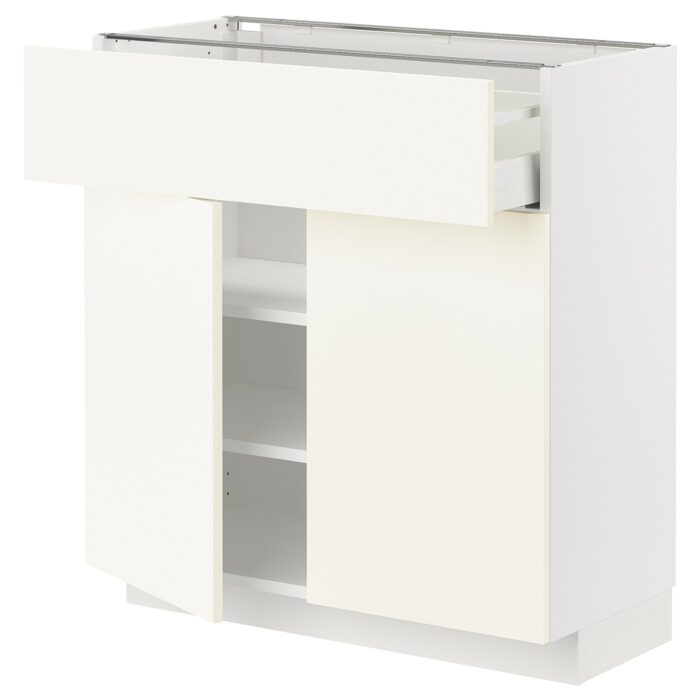 METOD / MAXIMERA Mobile con cassetto/2 ante - bianco/Vallstena bianco 80x37 cm