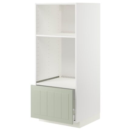 METOD / MAXIMERA Mobile forno/micro con cassetto - bianco/Stensund verde chiaro 60x60x140 cm