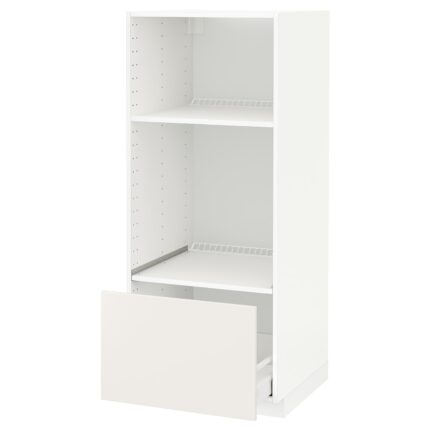 METOD / MAXIMERA Mobile forno/micro con cassetto - bianco/Veddinge bianco 60x60x140 cm