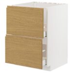 METOD / MAXIMERA Mobile lavello/2frontali/2cassetti - bianco/Voxtorp effetto rovere 60x60 cm