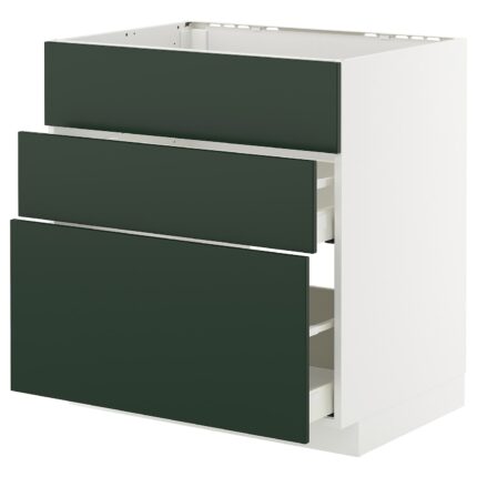 METOD / MAXIMERA Mobile lavello/3frontali/2cassetti - bianco/Havstorp verde intenso 80x60 cm