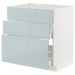 METOD / MAXIMERA Mobile piano cott/cappa int/casset - bianco/Kallarp grigio-azzurro 80x60 cm