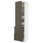 METOD / MAXIMERA Mobile/ripiani/4cassetti/anta/2fron - bianco/Havstorp marrone-beige 60x60x220 cm