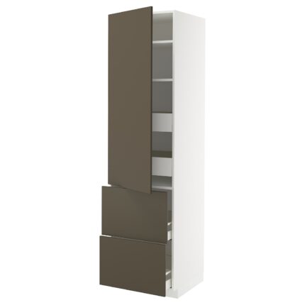 METOD / MAXIMERA Mobile/ripiani/4cassetti/anta/2fron - bianco/Havstorp marrone-beige 60x60x220 cm