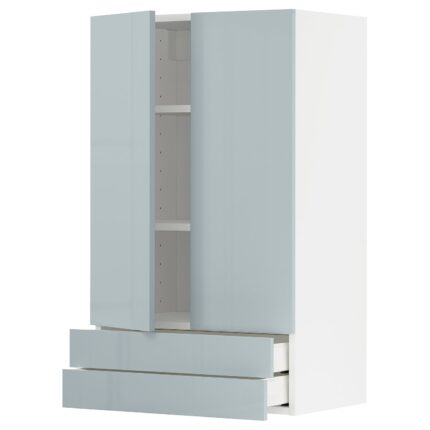 METOD / MAXIMERA Pensile con 2 ante/2 cassetti - bianco/Kallarp grigio-azzurro 60x100 cm