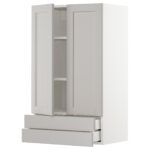 METOD / MAXIMERA Pensile con 2 ante/2 cassetti - bianco/Lerhyttan grigio chiaro 60x100 cm