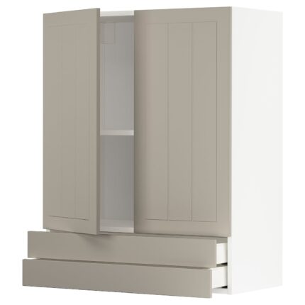 METOD / MAXIMERA Pensile con 2 ante/2 cassetti - bianco/Stensund beige 80x100 cm