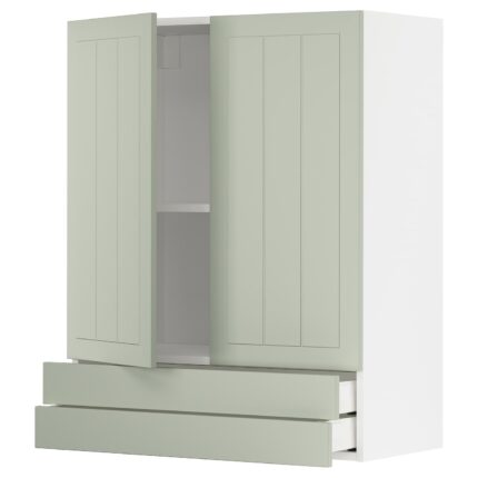 METOD / MAXIMERA Pensile con 2 ante/2 cassetti - bianco/Stensund verde chiaro 80x100 cm