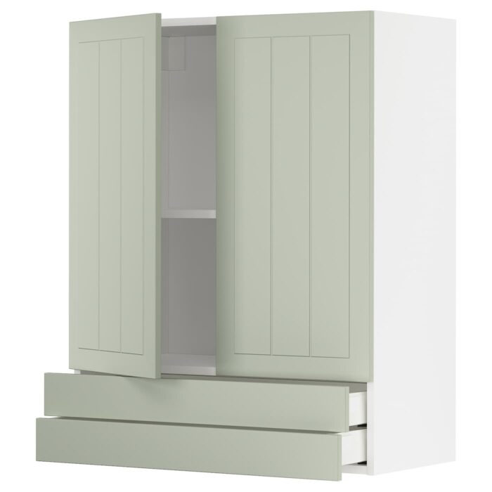 METOD / MAXIMERA Pensile con 2 ante/2 cassetti - bianco/Stensund verde chiaro 80x100 cm