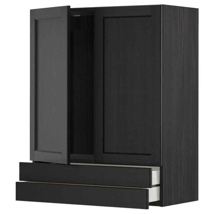 METOD / MAXIMERA Pensile con 2 ante/2 cassetti - nero/Lerhyttan mordente nero 80x100 cm