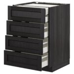 METOD Mobile 4front/2cassetti bassi/3medi - nero/Lerhyttan mordente nero 60x60 cm