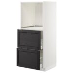 METOD Mobile alto/2 cassetti per forno - bianco/Lerhyttan mordente nero 60x60x140 cm