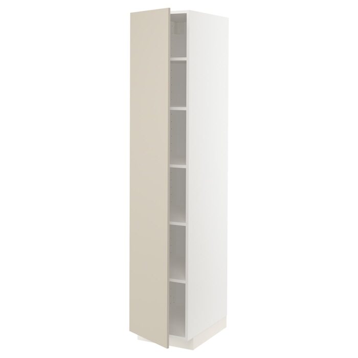METOD Mobile alto con ripiani - bianco/Havstorp beige 40x60x200 cm