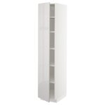 METOD Mobile alto con ripiani - bianco/Ringhult grigio chiaro 40x60x200 cm