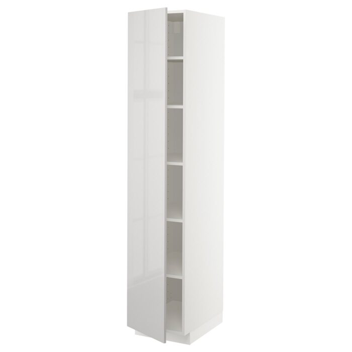 METOD Mobile alto con ripiani - bianco/Ringhult grigio chiaro 40x60x200 cm