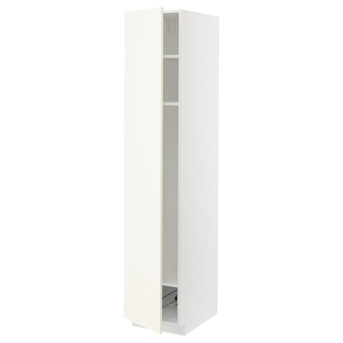 METOD Mobile alto con ripiani/cestello - bianco/Vallstena bianco 40x60x200 cm