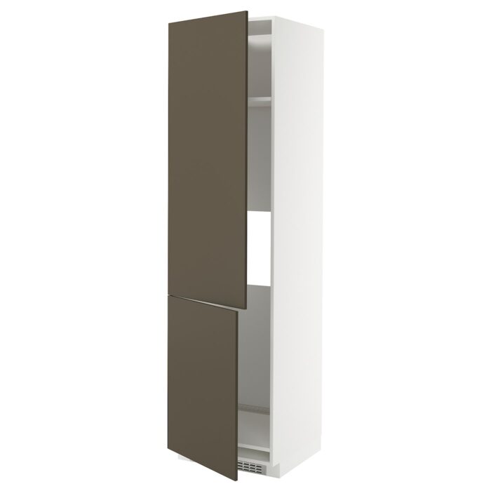 METOD Mobile alto frigo/congelatore 2ante - bianco/Havstorp marrone-beige 60x60x220 cm