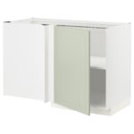 METOD Mobile base angolare con ripiano - bianco/Stensund verde chiaro 128x68 cm