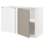 METOD Mobile base angolare con ripiano - bianco/Upplöv beige scuro opaco 128x68 cm