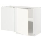 METOD Mobile base angolare con ripiano - bianco/Vallstena bianco 128x68 cm