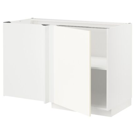 METOD Mobile base angolare con ripiano - bianco/Vallstena bianco 128x68 cm