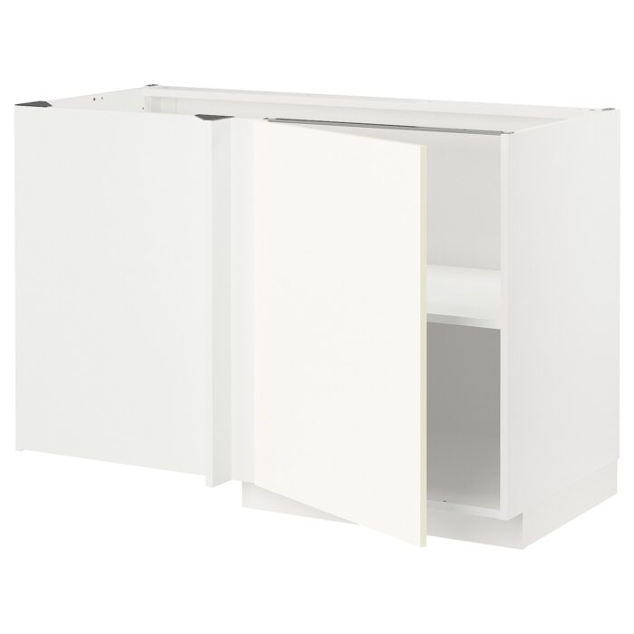 METOD Mobile base angolare con ripiano - bianco/Vallstena bianco 128x68 cm
